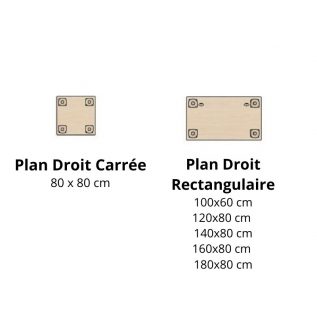 Plateau de bureau carré rectangulaire 100 x 60 / 120 - 140 - 160 - 180x 80 cm