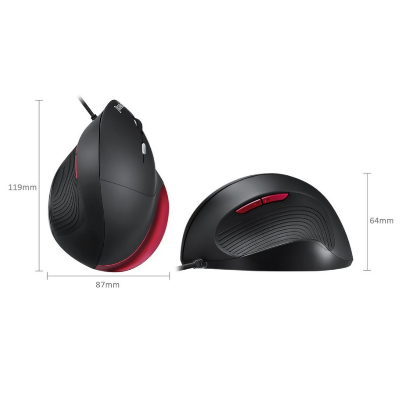 Souris verticale ergonomique PERIMICE 518R taille L rouge & noir