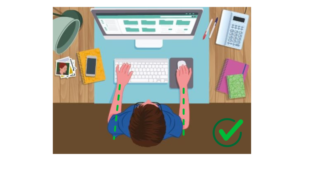 Bonne position des bras avec un clavier  ergonomique une souris ergonomique de bureau